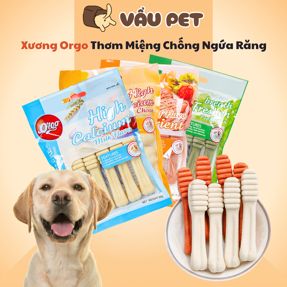 Xương gặm cho chó Orgo - Xương canxi cho chó gặm Sạch Răng,Thơm Miệng, Bổ Sung Canxi Vẩu Pet Shop