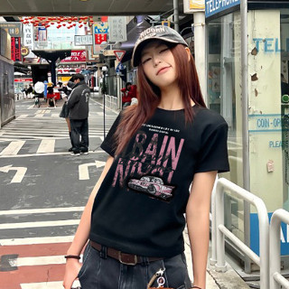 Áo baby tee phố nữ Đen áo âu mỹ mùa hè thư in hình Zeeni local brand áo ngầu