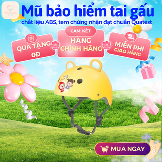 Mũ bảo hiểm tai gấu cho bé chất liệu ABS cao cấp, có tem chứng nhận đạt chuẩn Quatest