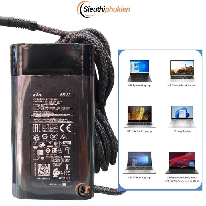 Sạc Laptop HP EliteBook x360 1040 G5 HP 1040 G6 Spectre x360 13-AC HP Spectre Folio 13-AK 65W Type C