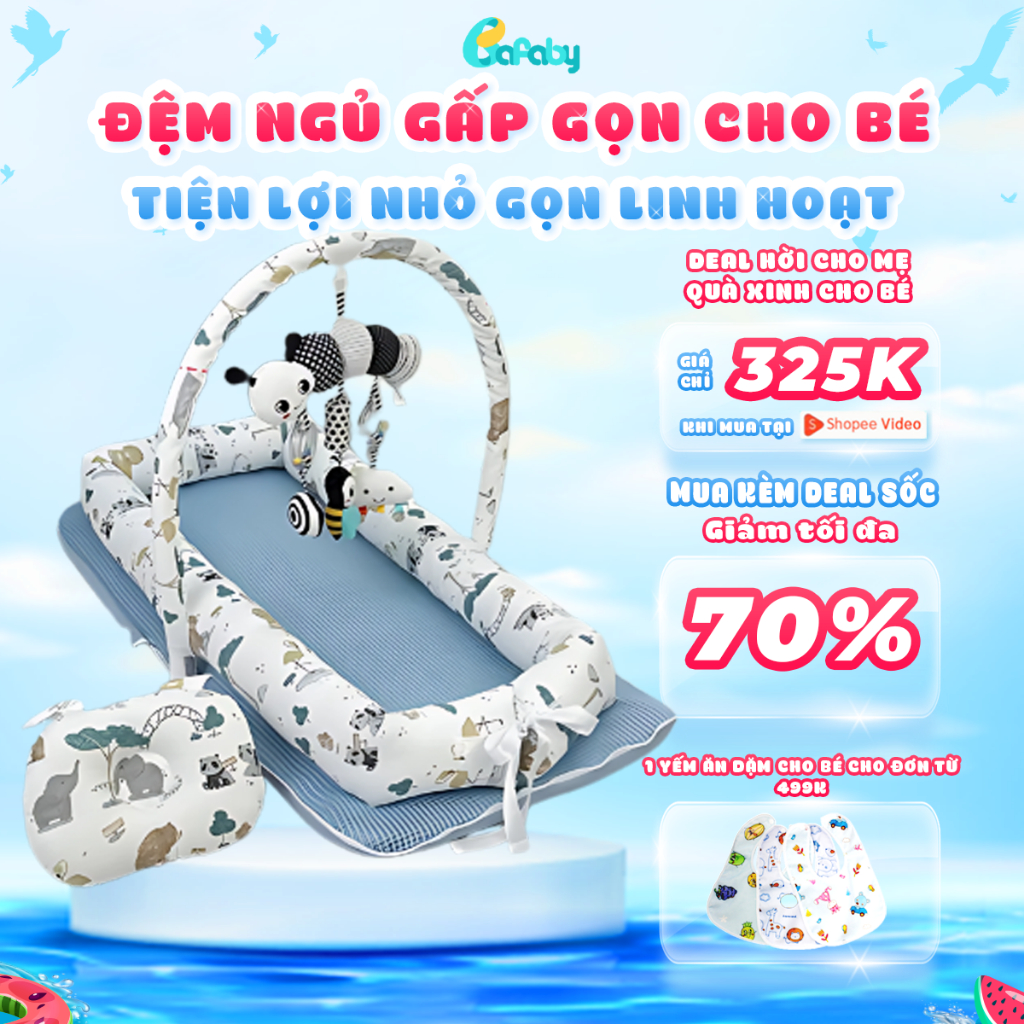 Đệm Ngủ Cho Bé BAFABY Nôi Ngủ Chung Giường Cho Bé Gấp Gọn An Toàn Chống Giật Mình Tặng Kèm Gối Đầu - 358