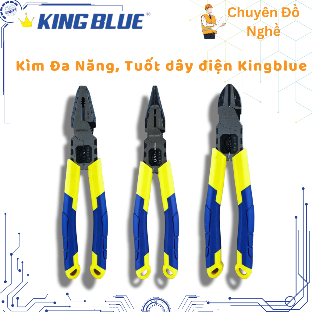Kìm điện đa năng, kìm mũi nhọn đa năng, kìm cắt đa năng Kingblue kc1 - Hàng chính hãng