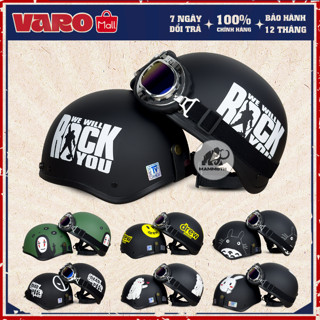  Mũ bảo hiểm nửa đầu ép nhiệt viền lưới tem cực trend freesize vòng đầu 54-59cm đạt chuẩn an toàn 