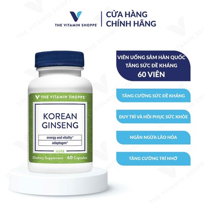 Viên sâm hàn quốc tăng sức đề kháng THE VITAMIN SHOPPE Korean Ginseng 648 MG 60 viên