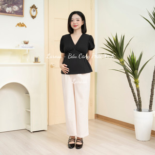 Quần Bầu Ống Suông Larosa Mẫu Mới 2025 Chất Đũi Thoáng Mát, Trẻ Trung Có Dây Điều Chỉnh Size Thoải Mái Cho Mẹ Bầu LA136Q