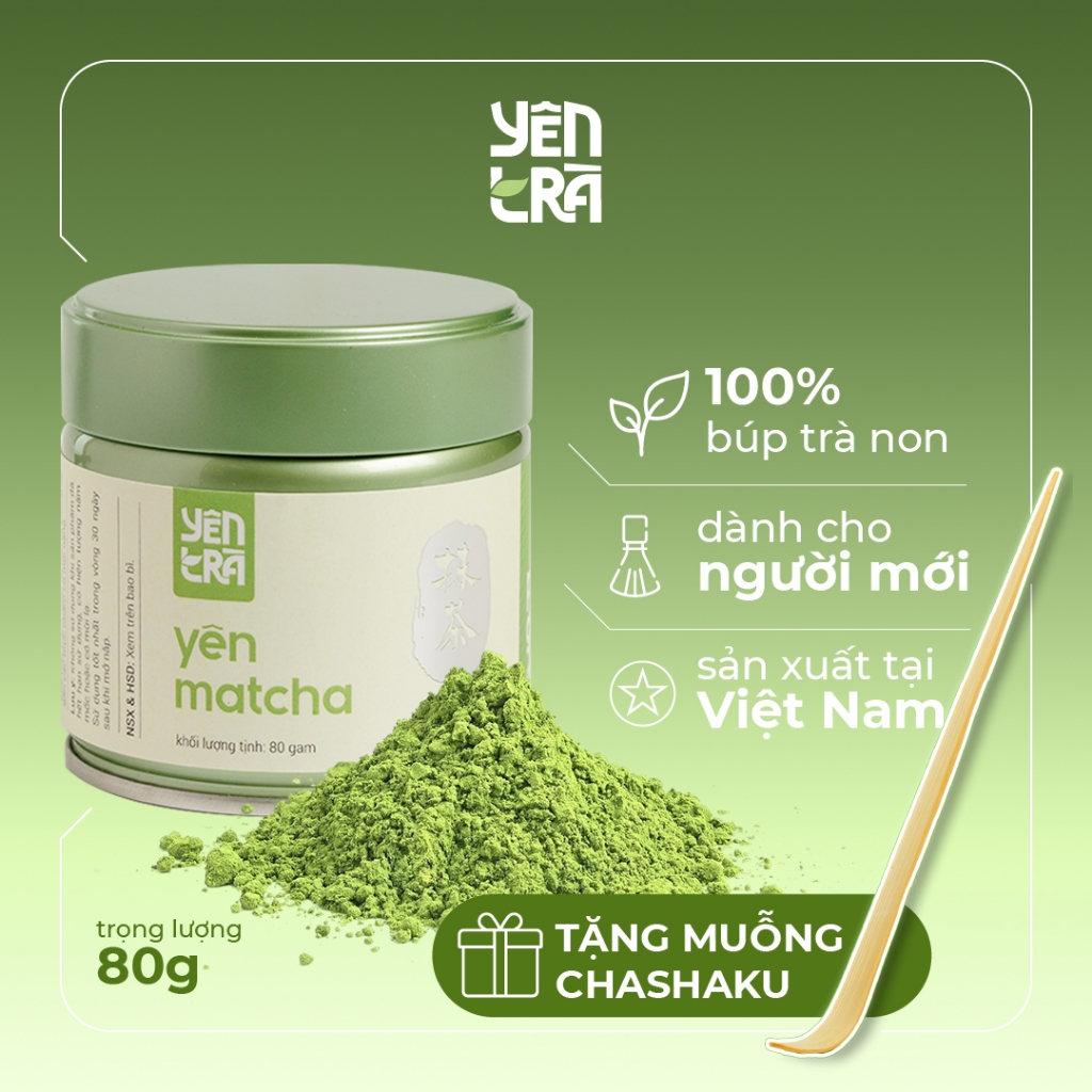 Bột matcha trà xanh Premium Grade hộp thiếc cao cấp 80g | Bột matcha nguyên chất pha latte | Yên Trà