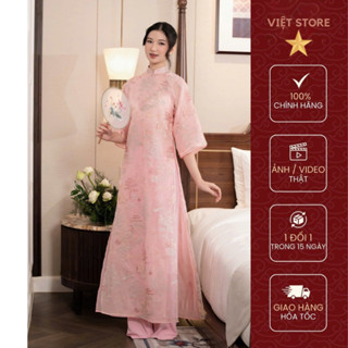  Áo dài cách tân nữ áo dài 4 tà thiết kế thêu hoa nổi phối quần lụa tây thi mềm mại đi chụp ảnh- Việt Store 