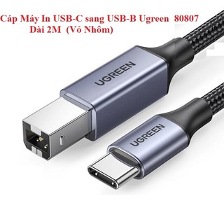 Cáp USB-C sang USB-B máy in ( 1m  80805 , 2m 80807 ) Vỏ Nhôm - UGREEN