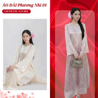 Áo Dài Chiêu Giao " Thanh Tuần-Tỏa Sáng', Áo Dài Cách Tân Cổ Tròn Đính Đá Trẻ Trung Sang Trọng - Áo Dài Phương Nhi