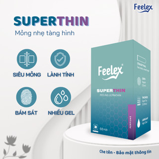 Bao cao su Feelex Superthin siêu mỏng, hương nước hoa, nhiều gel bôi trơn - Hộp 30 bcs