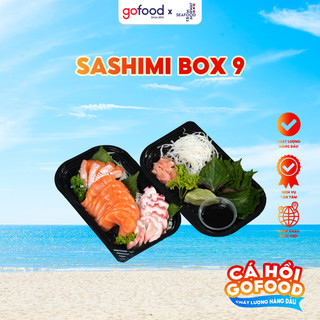 [Hỏa Tốc HCM] Sashimi Box 9 Gofood Gồm 200gr Cá Hồi Nauy Tươi Bao Gồm Da, 100gr Bạch Tuộc Nhật, Rau, Gia Vị Đi Kèm