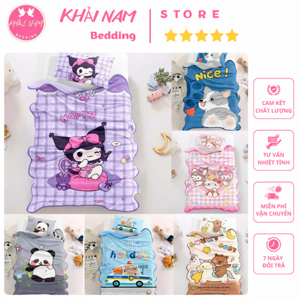 Chăn Nỉ Lông Tuyết Cho Bé Mang Đi Học Mầm Non Tiện Lợi, Chất Liệu Mềm Mịn Không Rụng Lông-An Toàn Ch