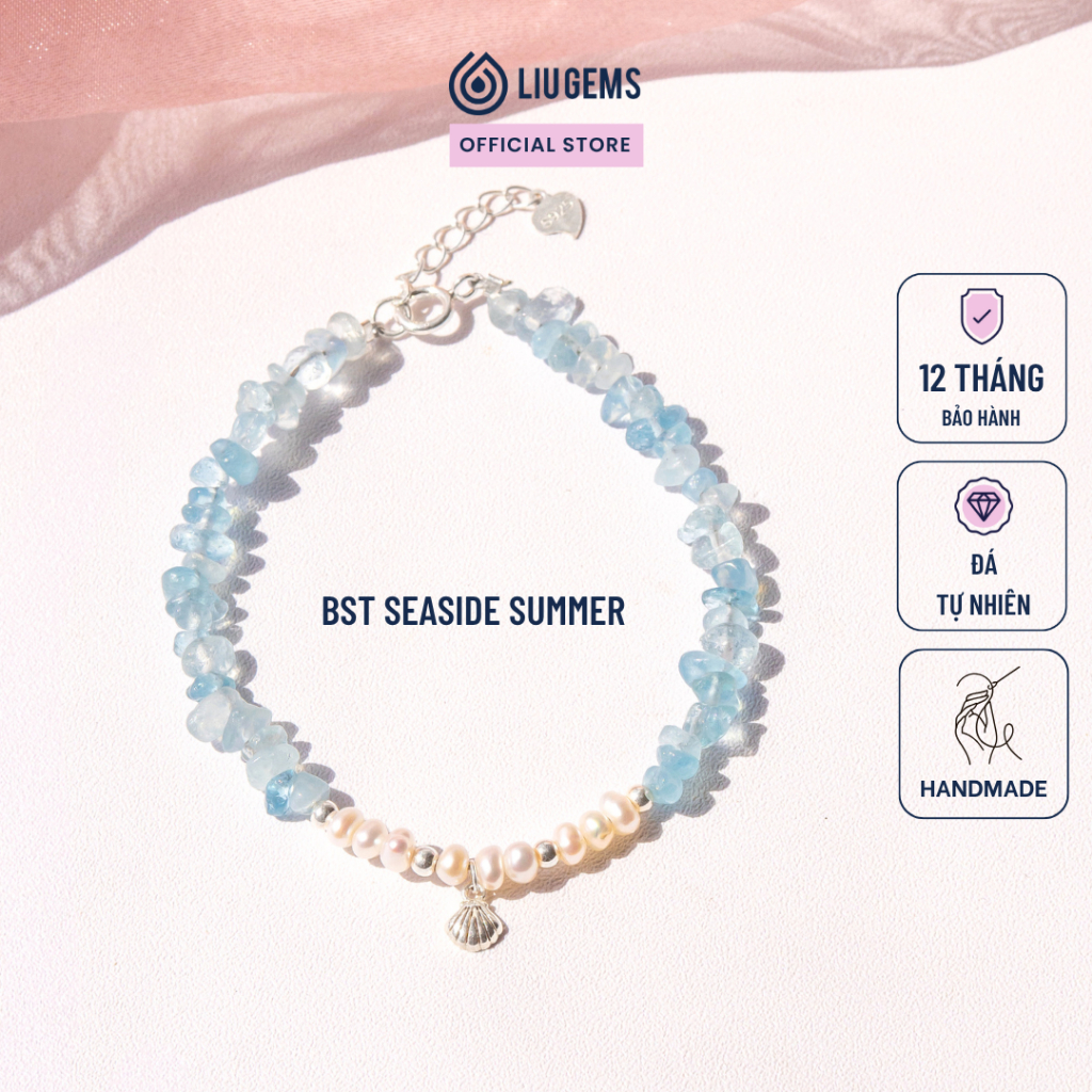 Vòng Tay Đá Thô Liugems Seaside Summer Mix Ngọc Trai Nước Ngọt Vibe Mùa Hè Năng Động VTDT05