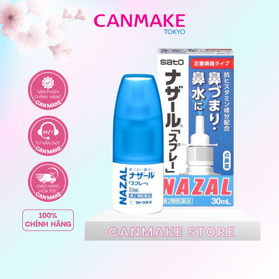 Xịt xoang mũi giảm ngạt mũi Nazal Sato 30ml Nhật Bản
