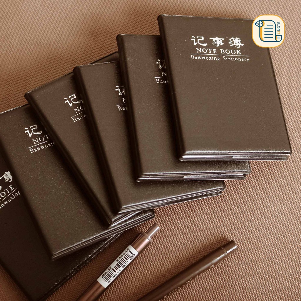 LINOTE Sổ cầm tay ghi chép bỏ túi tiện lợi, dòng kẻ ngang bìa da, KT 10,3x7,3 cm