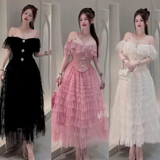 S926 ( SHOP TÁO ĐỎ BIGSIZE 55-90KG ) SET THIẾT KẾ BIGSIZE ÁO CORSET BẸT VAI + CHÂN VÁY TẦNG DÁNG DÀI