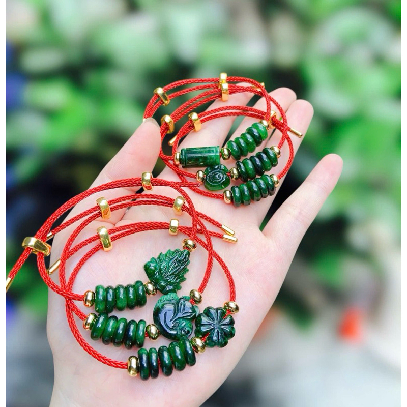 vòng tay ngũ điếu đá sơn thuỷ mix hồ ly/ lu/ túi tiên/ 4 lá may mắn