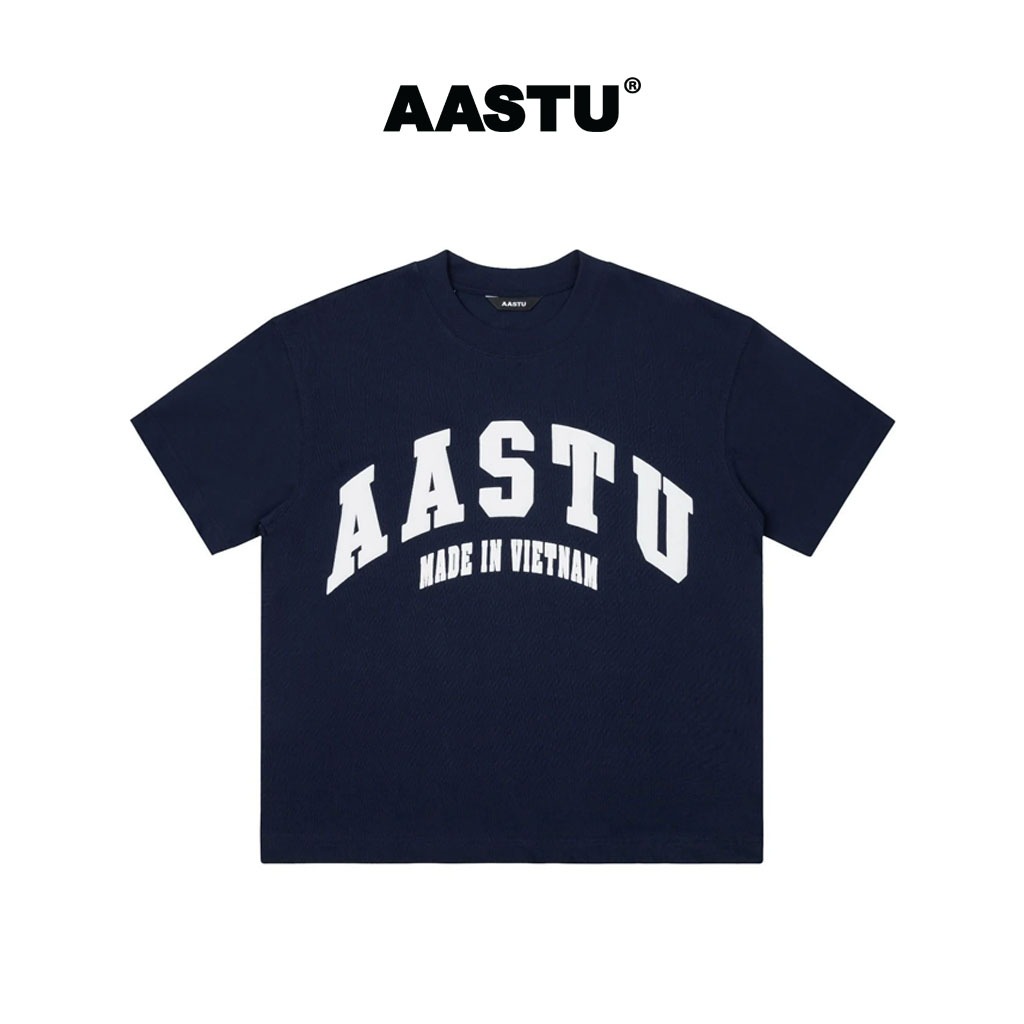 Aa stu - Áo thun aastu Classic Logo Form Boxy Local Brand Unisex Vải Cotton 100% / Navy