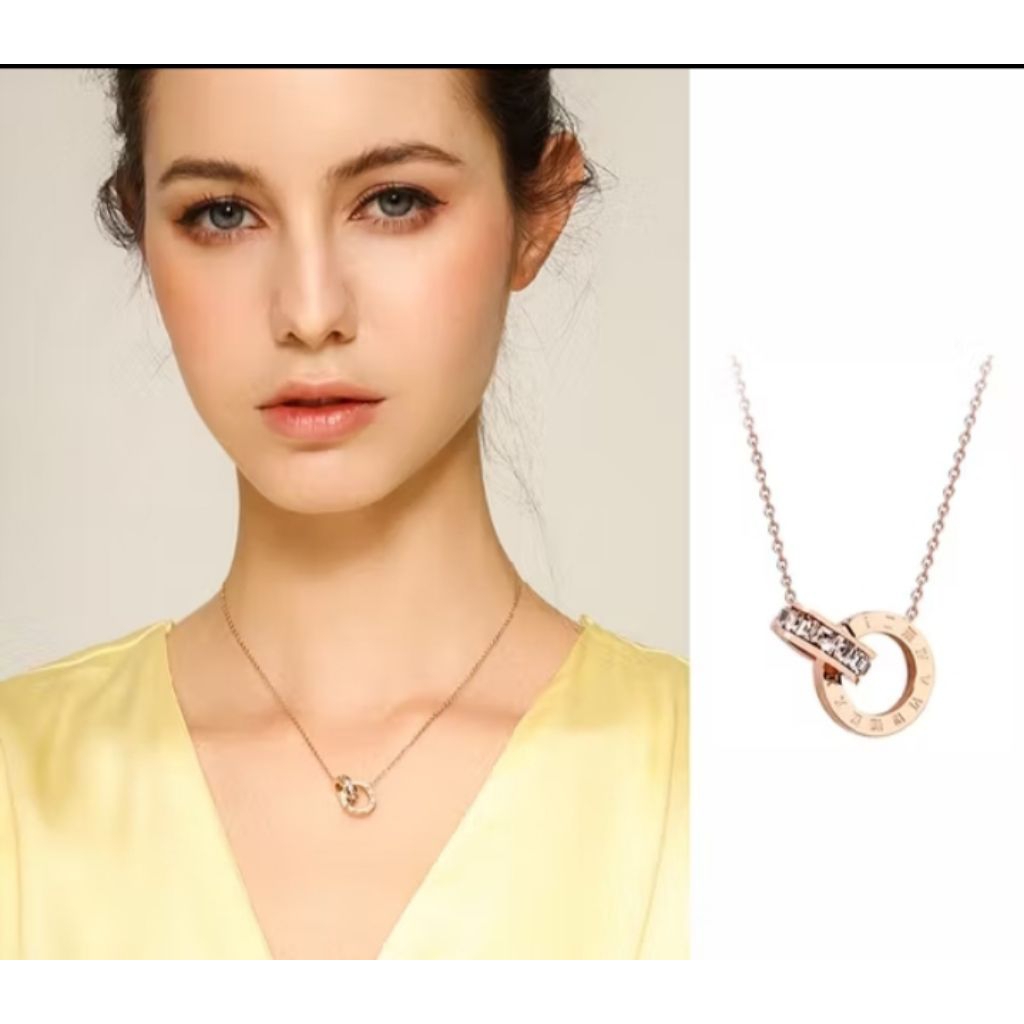 Vòng cổ Sam Silver thép Titan mạ vàng 18k mặt hình số la mã phong cách retro Hàn Quốc