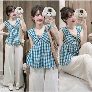 set bộ nữ áo caro lennin cropto phối quần đũi 2 lớp xuông dài siêu xinh,phong cách trẻ trung năng động thích hợp đi chơi