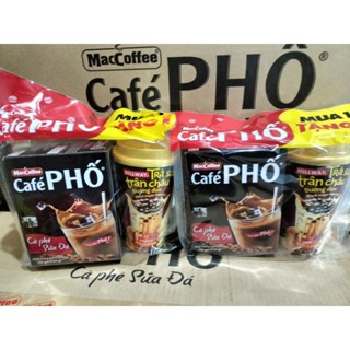 combo 2 MacCoffee Hộp cà phê sữa đá 10 gói x 24g tặng ly trà sữa trân châu đường đen Hillway.