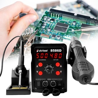  Máy khò nhiệt mỏ hàn thiếc 8586D 780W,máy khò trạm hàn điện 2 trong 1,trạm hàn điều chỉnh nhiệt độ có OLED hiển 