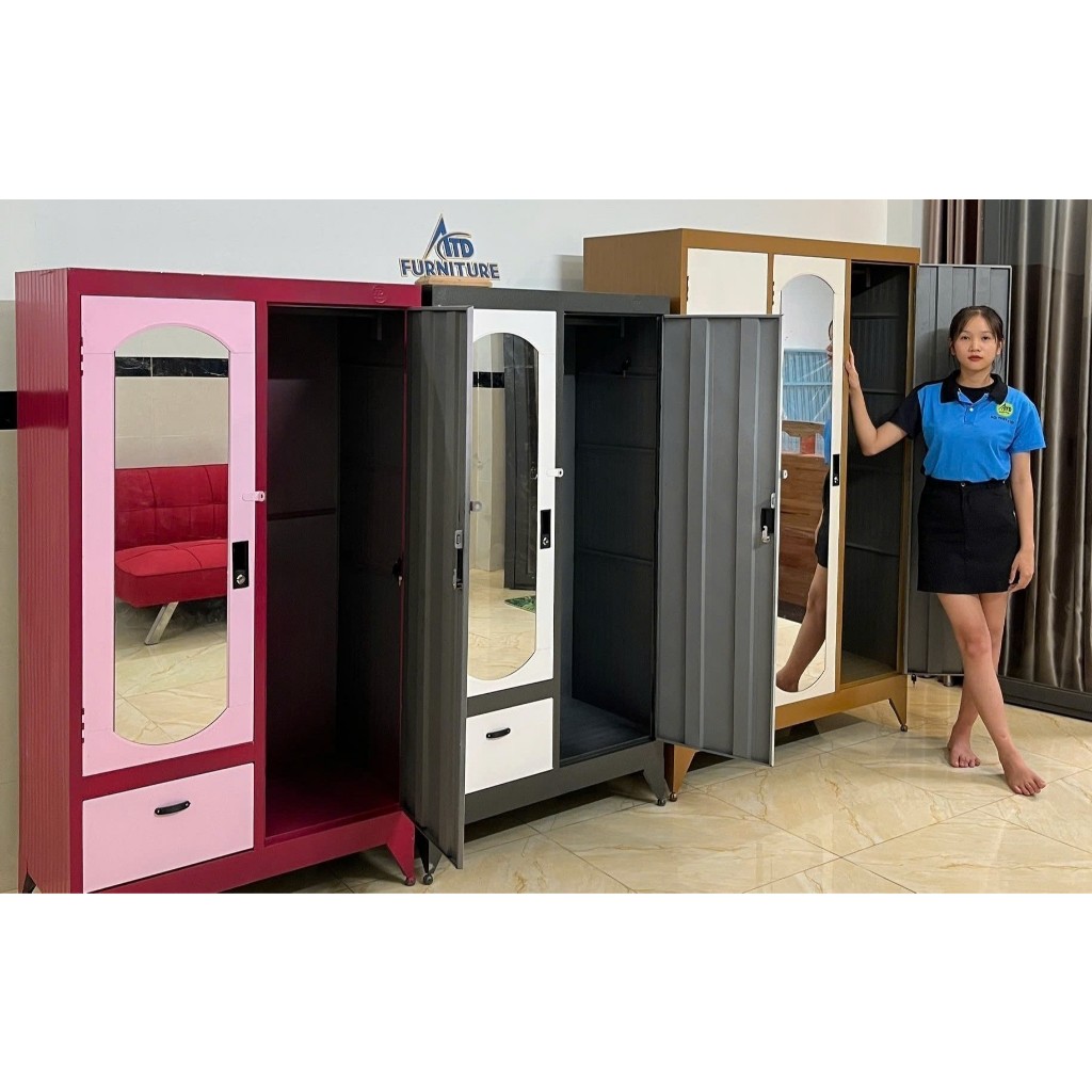 Tủ sắt quần áo cao 1m6 ngang 90cm và 1m2 ngang 90cm- nhiều kích thước
