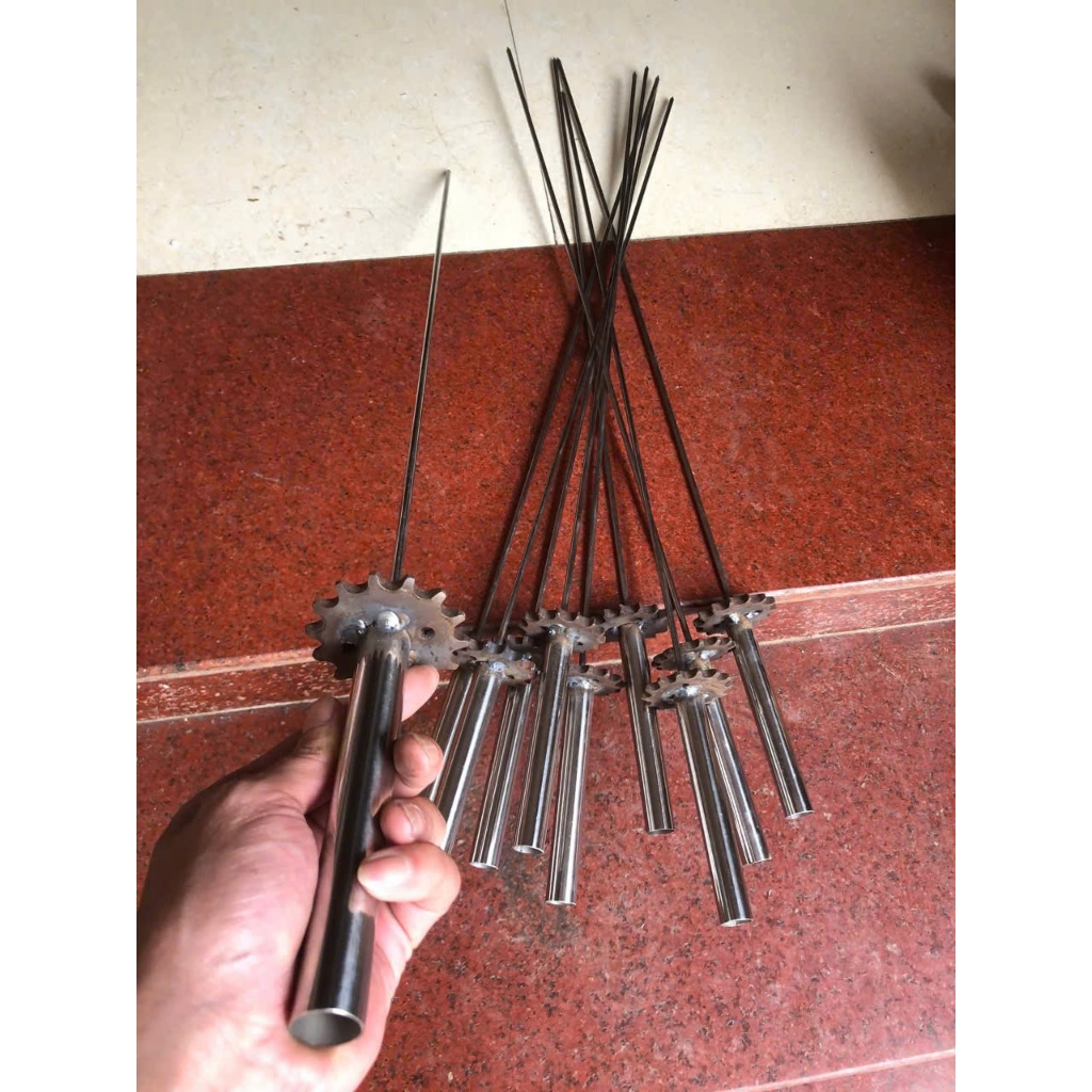 Xiên đơn nướng thịt, chả băng inox, xiên nướng thịt bằng inox không gỉ tiện lợi cho lò quay xích to 