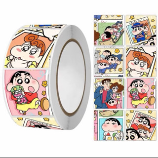 Cuộn 500 hình dán sticker SHIN VUÔNG, dán trang trí, sticker khen thưởng Shin bún chì