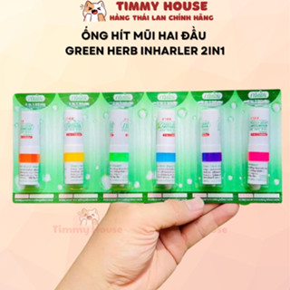 Ống Hít Mũi Thái Lan Green Herb Ống Hít Mũi Thông Mũi Hai Đầu Bạc Hà Giảm Nghẹt Mũi Hiệu Quả