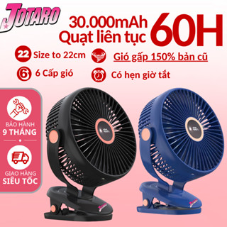 [QUẠT LIÊN TỤC 60 GIỜ] Quạt Tích Điện Kẹp Loại To JOTARO J28 Pin Trâu, 6 CẤP GIÓ, Đèn RGB, Màn hình LED, Lồng Quạt 22Cm