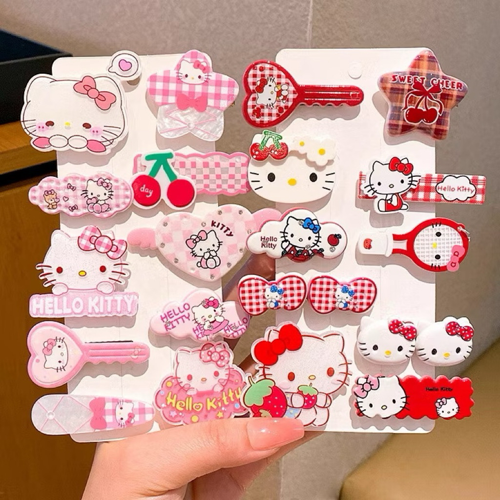 Set 10 kẹp tóc hello kitty - set kẹp tóc dễ thương cho bé