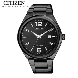 Đồng hồ nam citizen eco-drive dây thép không gỉ aw1375-58e - mặt đen