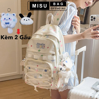 Balo nữ đi học thời trang hàn quốc, cặp sách nữ đi học dễ thương tặng kèm 2 GẤU, Balo ulzzang chất liệu vải chống nước