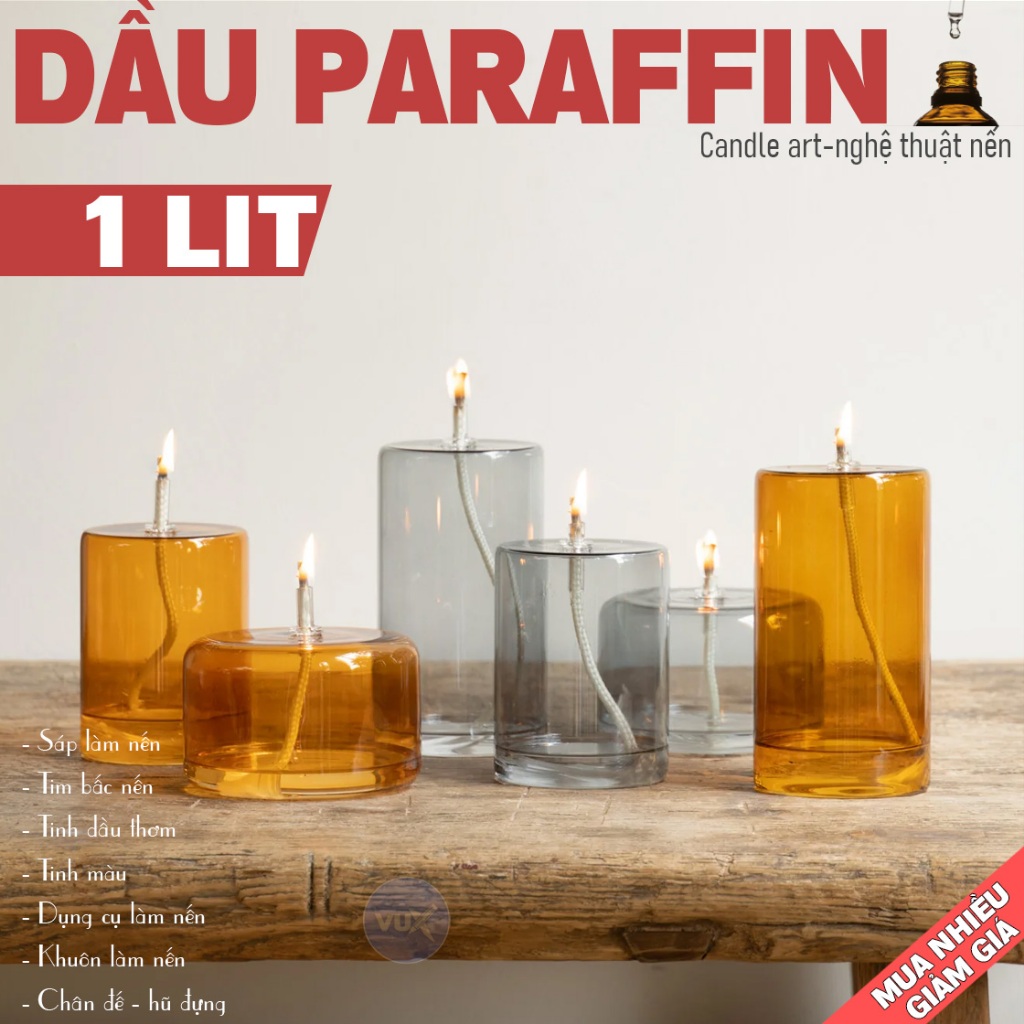 1Lit Dầu Khoáng Paraffin Oil - Dầu Trắng White Mineral Oil - Dầu Thắp Nến, Nguyên Liệu Làm Nến Thơm