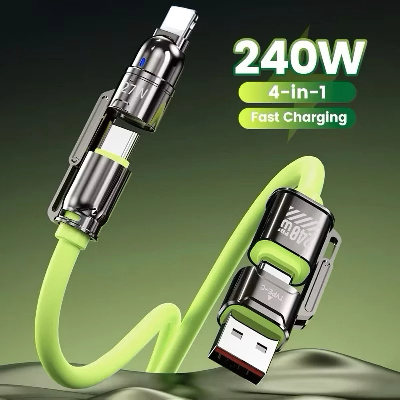 Dây Sạc 4 Trong 1 Sạc Nhanh Đa Năng 240W 1M5,Dây Sạc 4 Đầu Type C/USB Sang Type-C,Cáp Sạc Điện Thoại