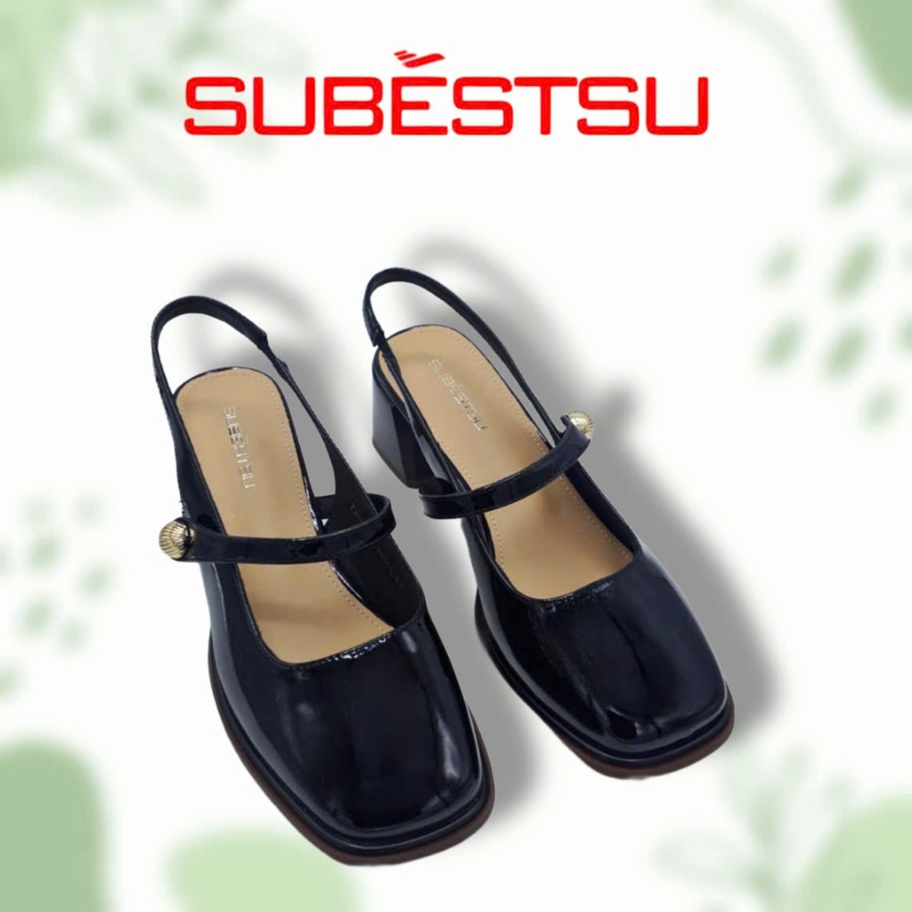 Giày slingback nữ màu đen Subestsu 721-6128