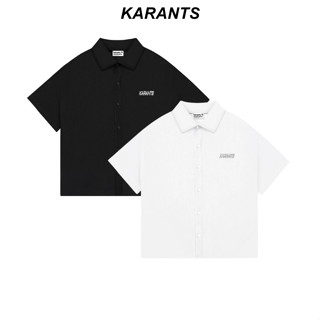 Áo Sơ Mi Trơn Logo KimLoại Karants Form Boxy Vải Cotton Lạnh Premium Nam Nữ Unisex Menswear - KR256