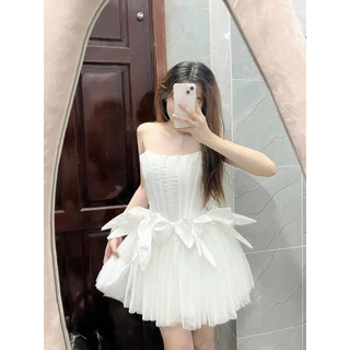 Đầm Corset Cup Ngực Đính Nơ Xoè Phồng Có Gọng Đứng Form