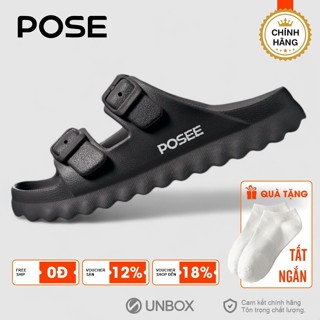 Dép nhựa EVA POSE quai ngang nam nữ siêu êm chống trượt có khoá cài màu đen P1249701