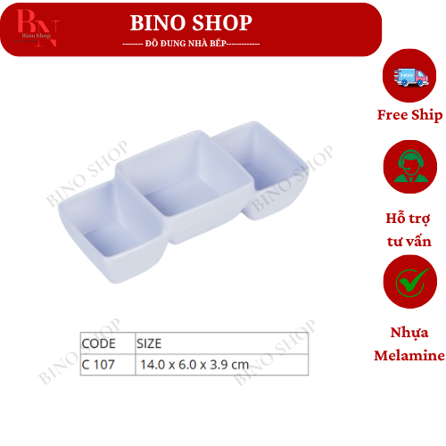 Chén Nước Chấm 3 Ngăn Nhựa Melamine Cao Cấp ( C107)