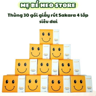  Thùng 30 gói giấy ăn giấy rút 4 lớp siêu dai - Sakara 