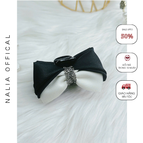 NALIA K8 - Kẹp càng cua size nhỏ phối 2 màu đen trắng