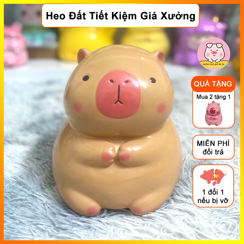 Lợn Đất Tiết Kiệm, Heo Đất Capypara Lỗ Tròn (Size To) Dễ Thương - Heo Đất Ủn Ỉn, Ống Heo Tiết Kiệm