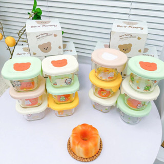   Xả Kho Giá Sốc  Bát thuỷ tinh có nắp silicone cho bé ăn dặm - Hộp đựng thực phẩm trữ đông trong tủ lạnh có vạch chia ml 
