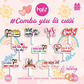 COMBO Hashtag cầm tay Đám Cưới, Đám Hỏi (Mua 10 tặng 1)