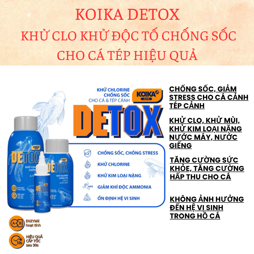 KOIKA DETOX Khử Clo Khử Đ.ộc Tố Chống Sốc Cho Cá Tép Hiệu Quả