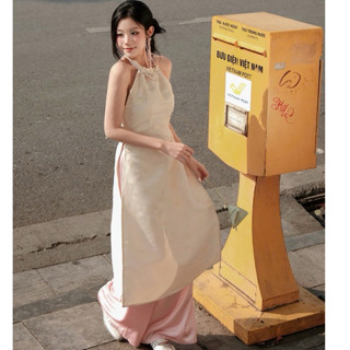   GIAO - CHI GIAO  -  BÁN LẺ ÁO LẺ QUẦN   Áo dài tết 2025 - Áo dài Yếm chất liệu gấm hoạ tiết cá TET2504 