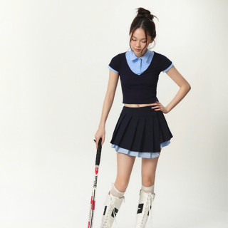  Kuchimachic - Chân váy lệch tà Min Skirt   Áo thun phối màu Lyly top mã sản phẩm KUCV24042 