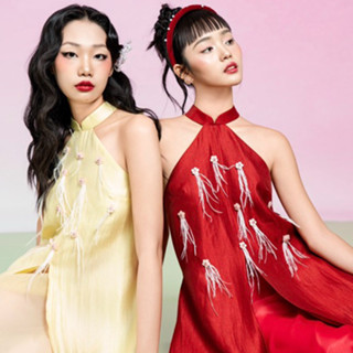   GIAO - CHÍNH NGUYỆT - BÁN LẺ ÁO LẺ QUẦN  Áo dài tết 2025 - Áo dài yếm đính hoa đá chất liệu Tơ Lụa Mã Sản Phẩm TET2501 